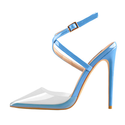 Pointed Toe Slingback High Heels Cross Strap Pumps - Onlymaker