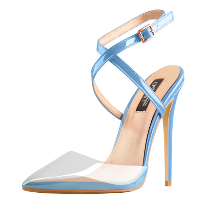 Pointed Toe Slingback High Heels Cross Strap Pumps - Onlymaker