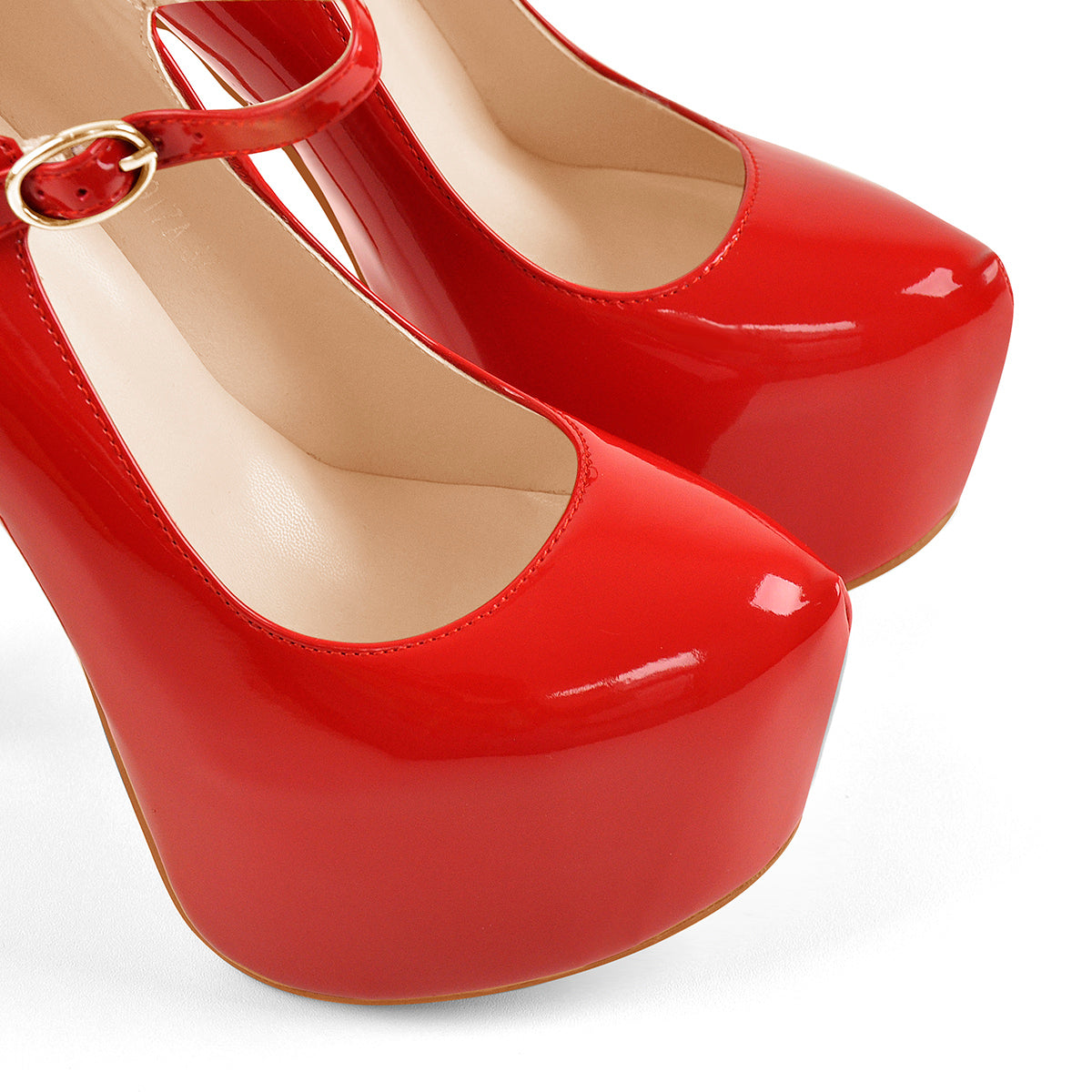 Mary Jane Platform Red Pointed Toe Stiletto High Heels Pumps - Onlymaker