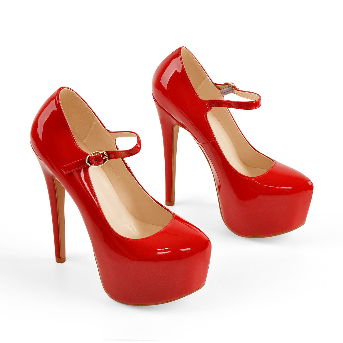 Mary Jane Platform Red Pointed Toe Stiletto High Heels Pumps - Onlymaker