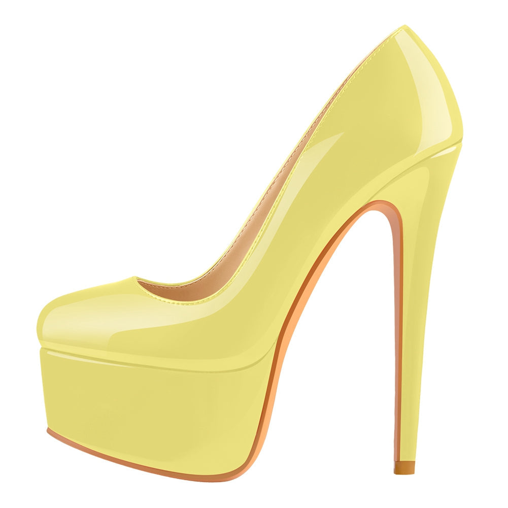 Patent Leather Rounde Toe Platform Leopard Stiletto High Heels Pumps - Onlymaker