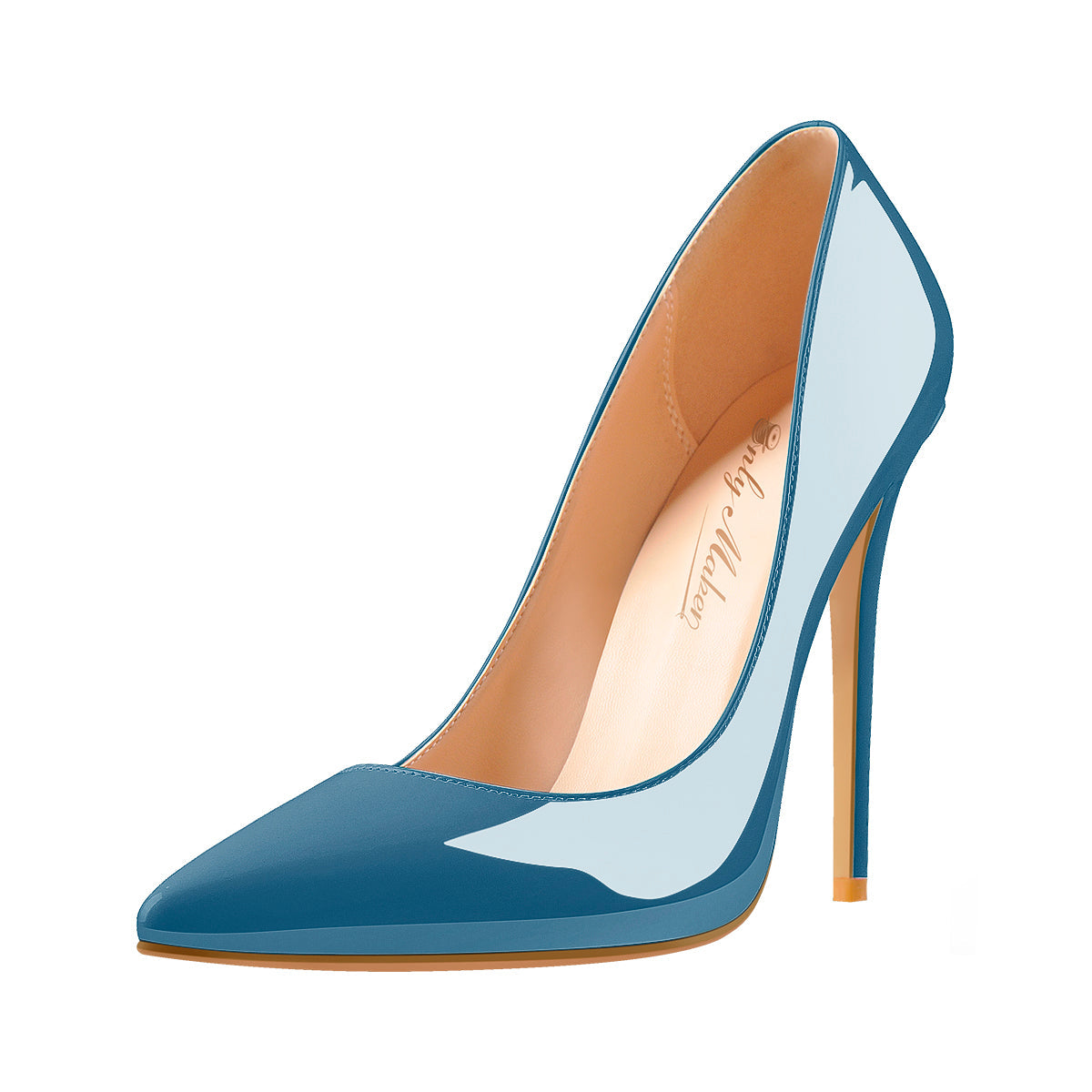 Blue Patent Leather Pointed Toe High Heel Pumps - Onlymaker