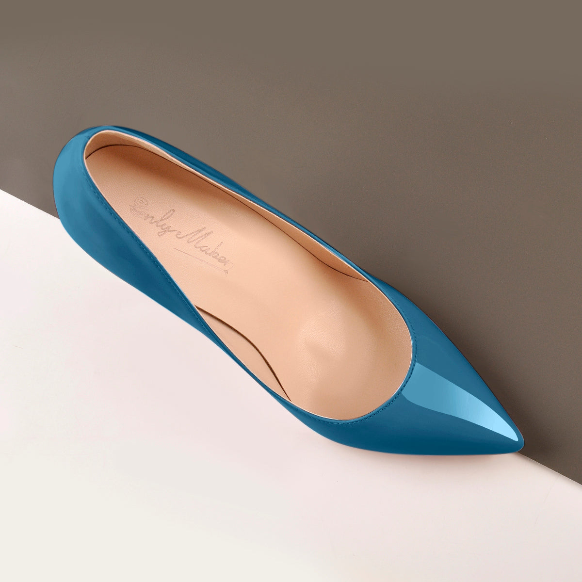 Blue Patent Leather Pointed Toe High Heel Pumps - Onlymaker