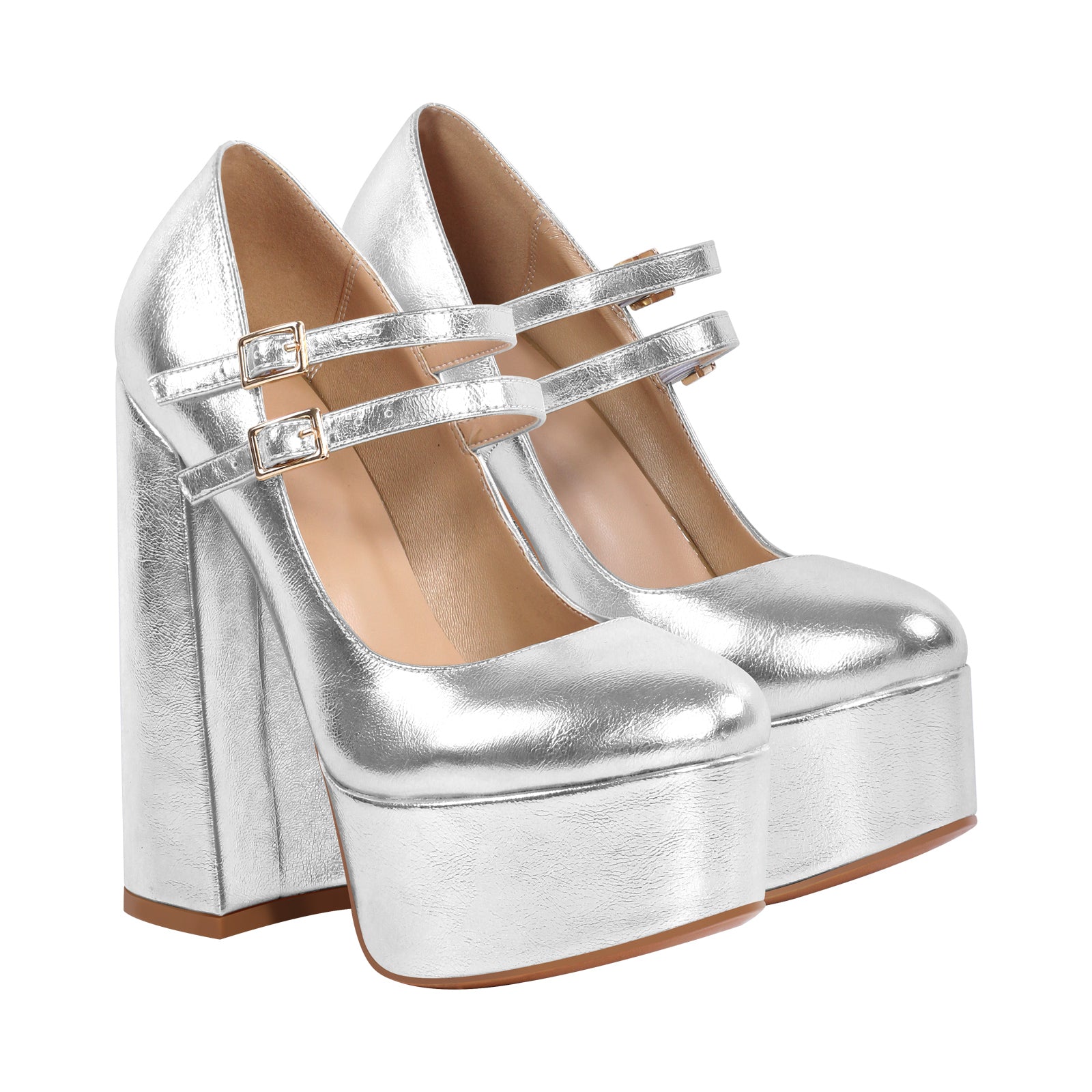 Platform Mary Jane Chunky Heel Pumps - Onlymaker