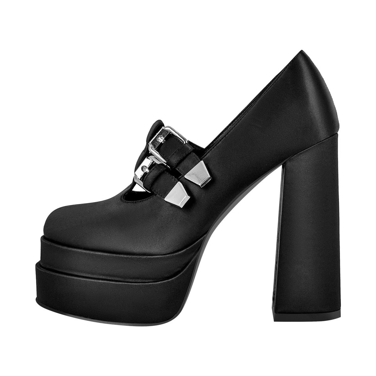 Double Platforms Chunky High Heel Pumps - Onlymaker