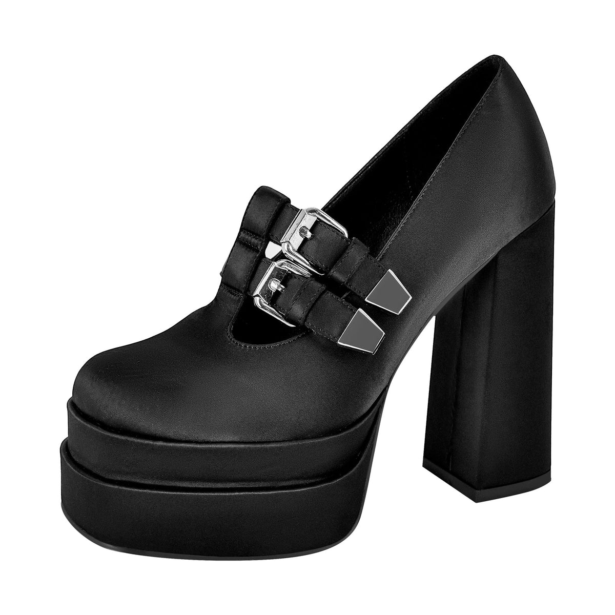 Double Platforms Chunky High Heel Pumps - Onlymaker