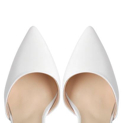 White Pointed Toe Platform Chunky Pumps - Onlymaker