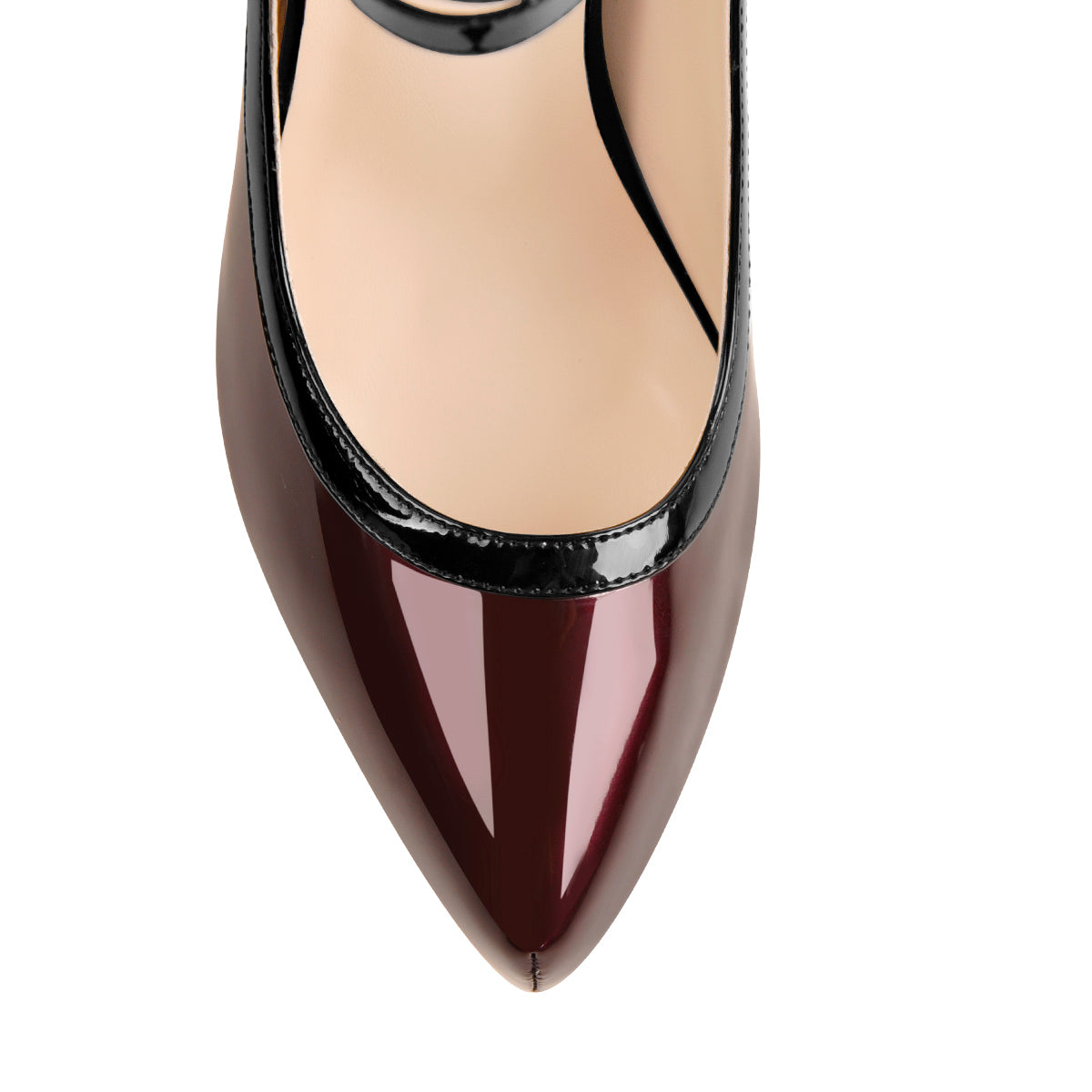 Quadruple Buckle Ankle Strap Patent High Heel Pumps - Onlymaker