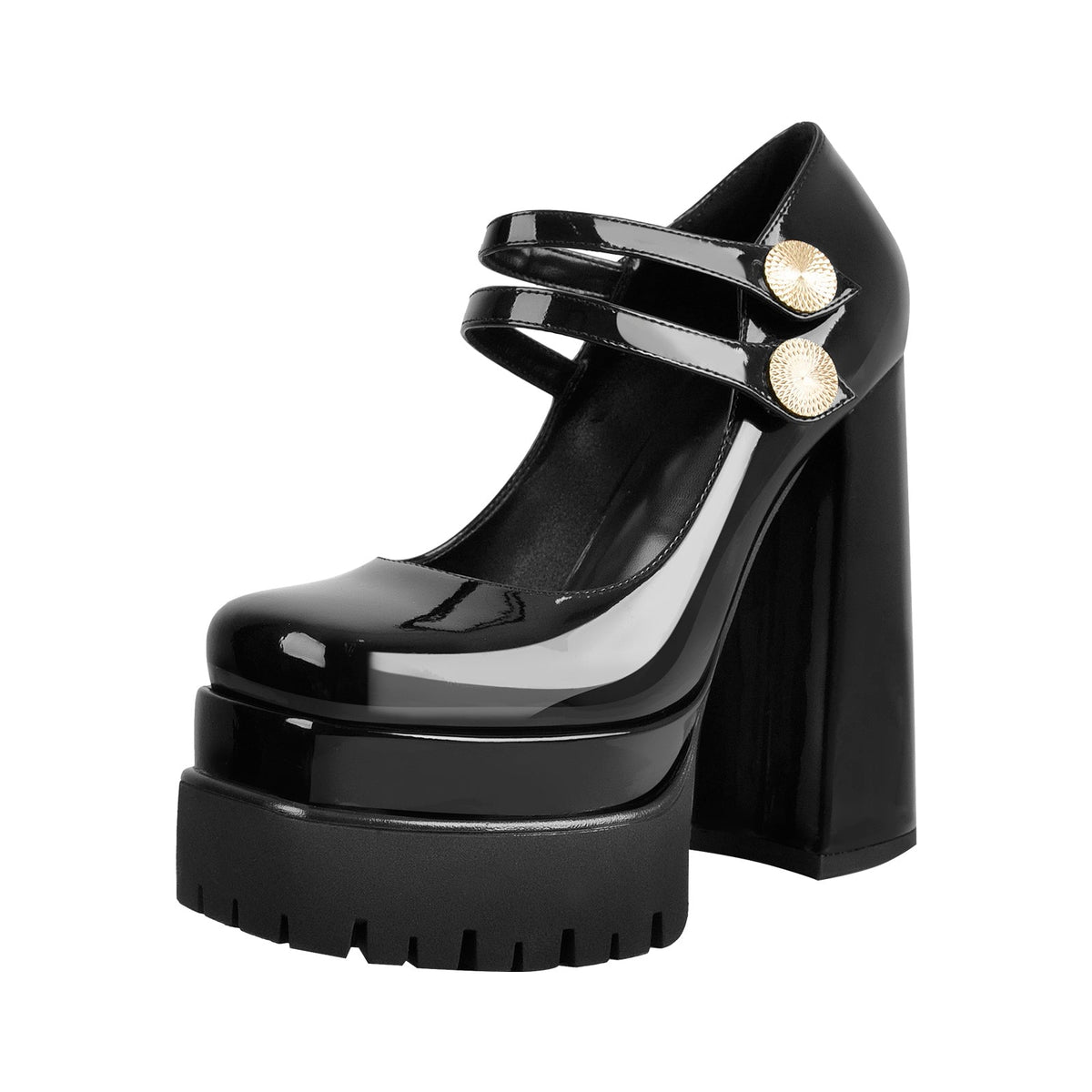 Square Toe Platform Chunky Mary Jane Pumps - Onlymaker