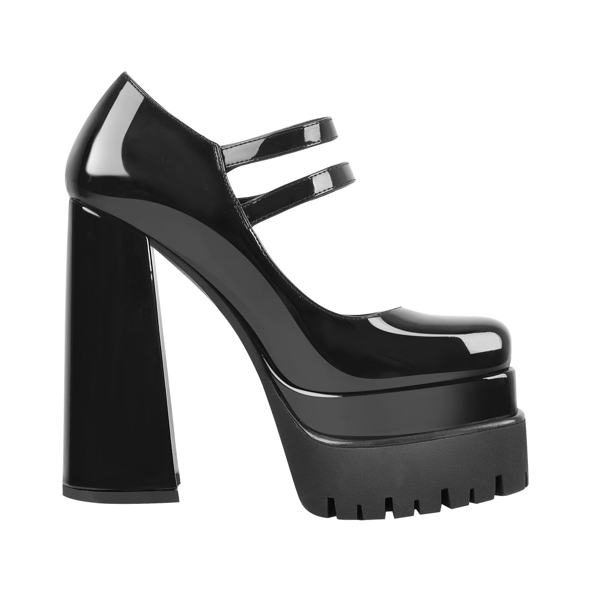 Square Toe Platform Chunky Mary Jane Pumps - Onlymaker