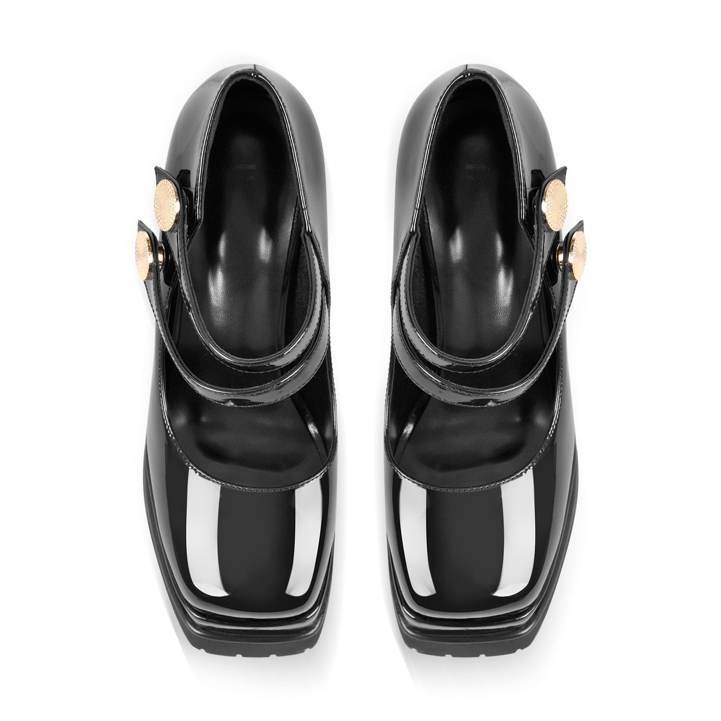 Square Toe Platform Chunky Mary Jane Pumps - Onlymaker