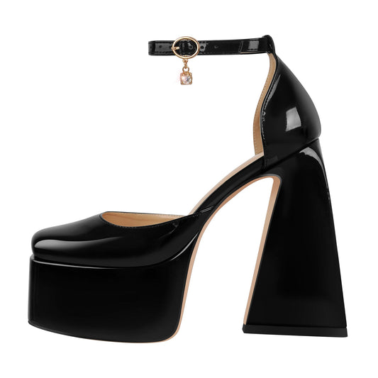 Ankle Strap Chunky Platform Mary Jane Pumps - Onlymaker