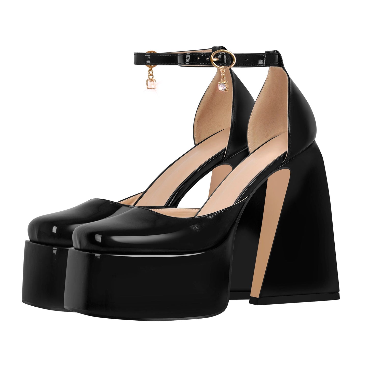 Ankle Strap Chunky Platform Mary Jane Pumps - Onlymaker