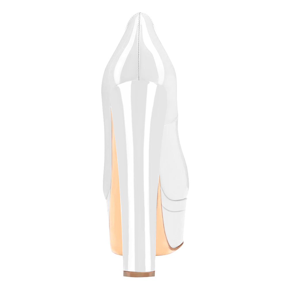 Classic White Peep Toe Platform Pumps - Onlymaker