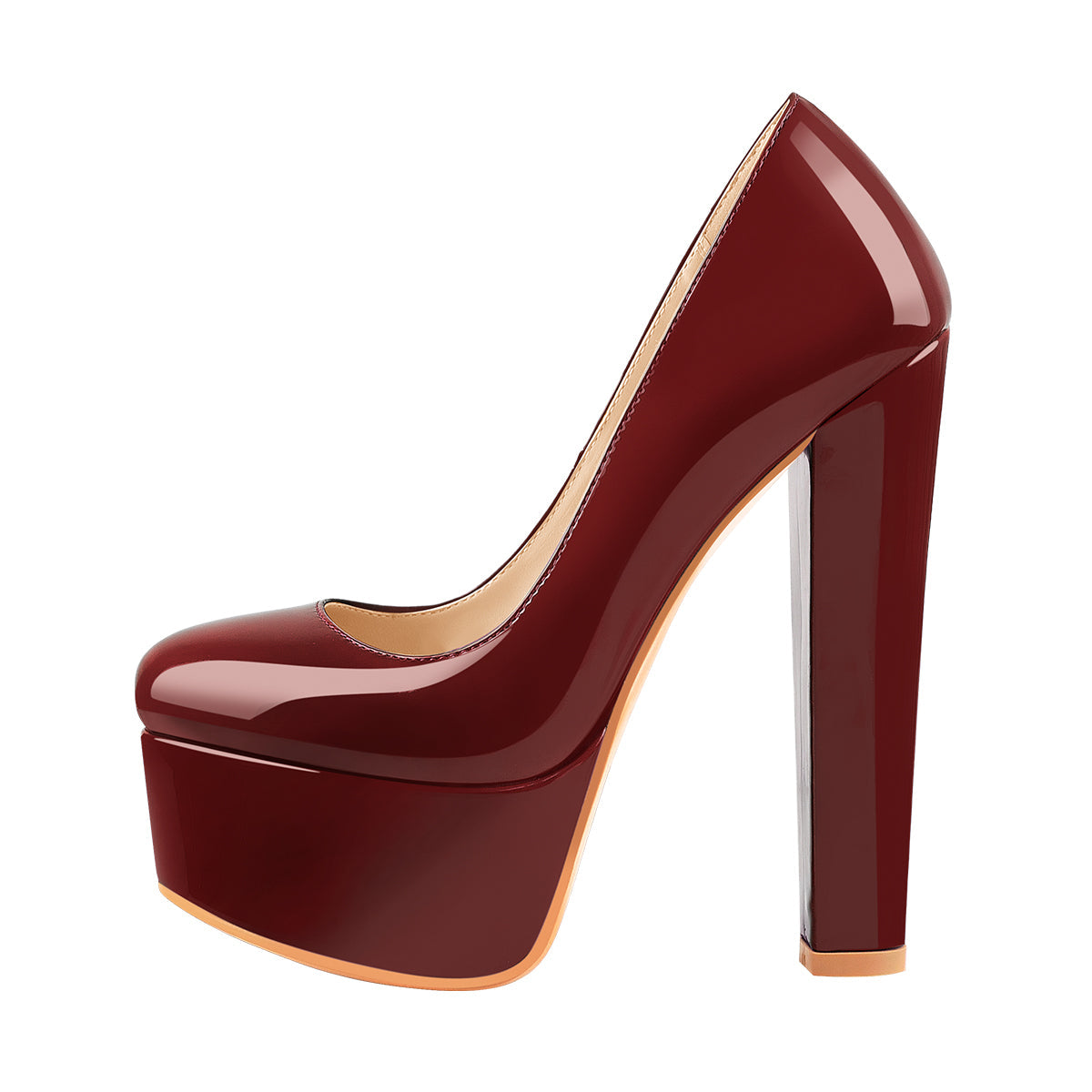 Onlymaker Pumps Platform Round Toe Chunky Heels - Onlymaker