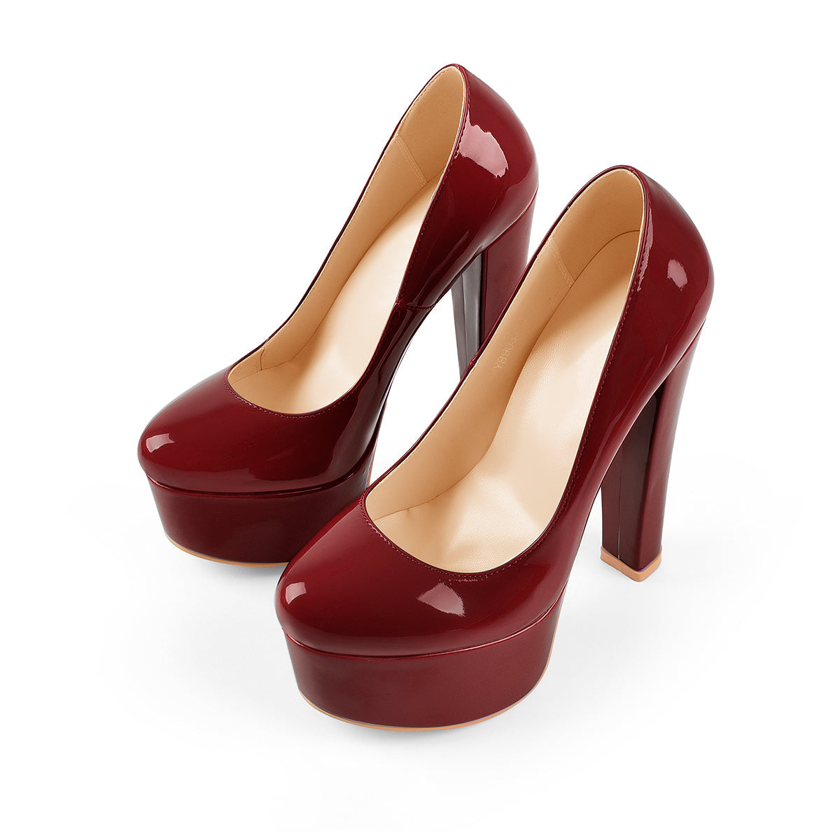 Onlymaker Pumps Platform Round Toe Chunky Heels - Onlymaker
