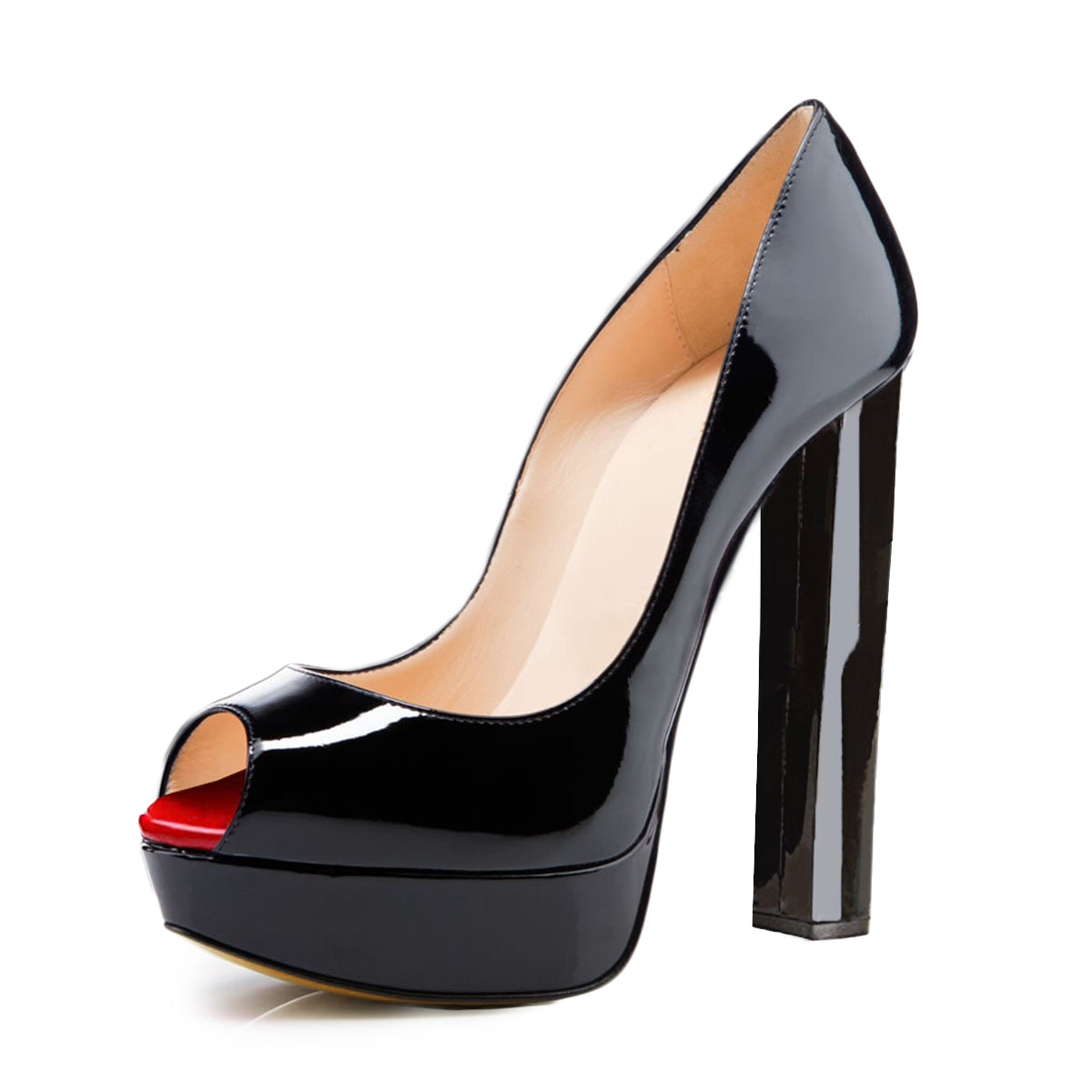 Peep Toe Platform Chunky High Heel Pumps - Onlymaker