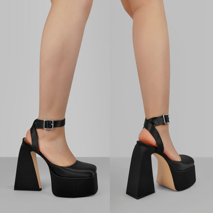 Ankle Strap Platform Chunky High Heel Pumps - Onlymaker