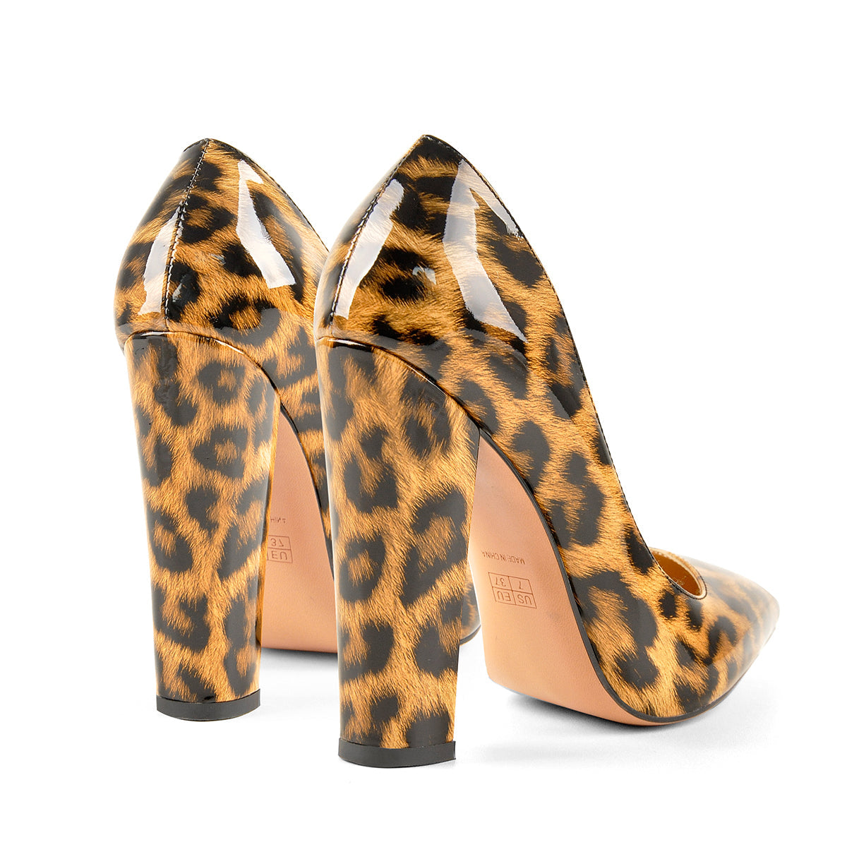 Leopard Pointed toe Pumps Chunky Heels Basic Women High Heels - Onlymaker