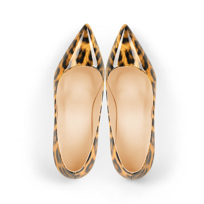 Leopard Pointed toe Pumps Chunky Heels Basic Women High Heels - Onlymaker