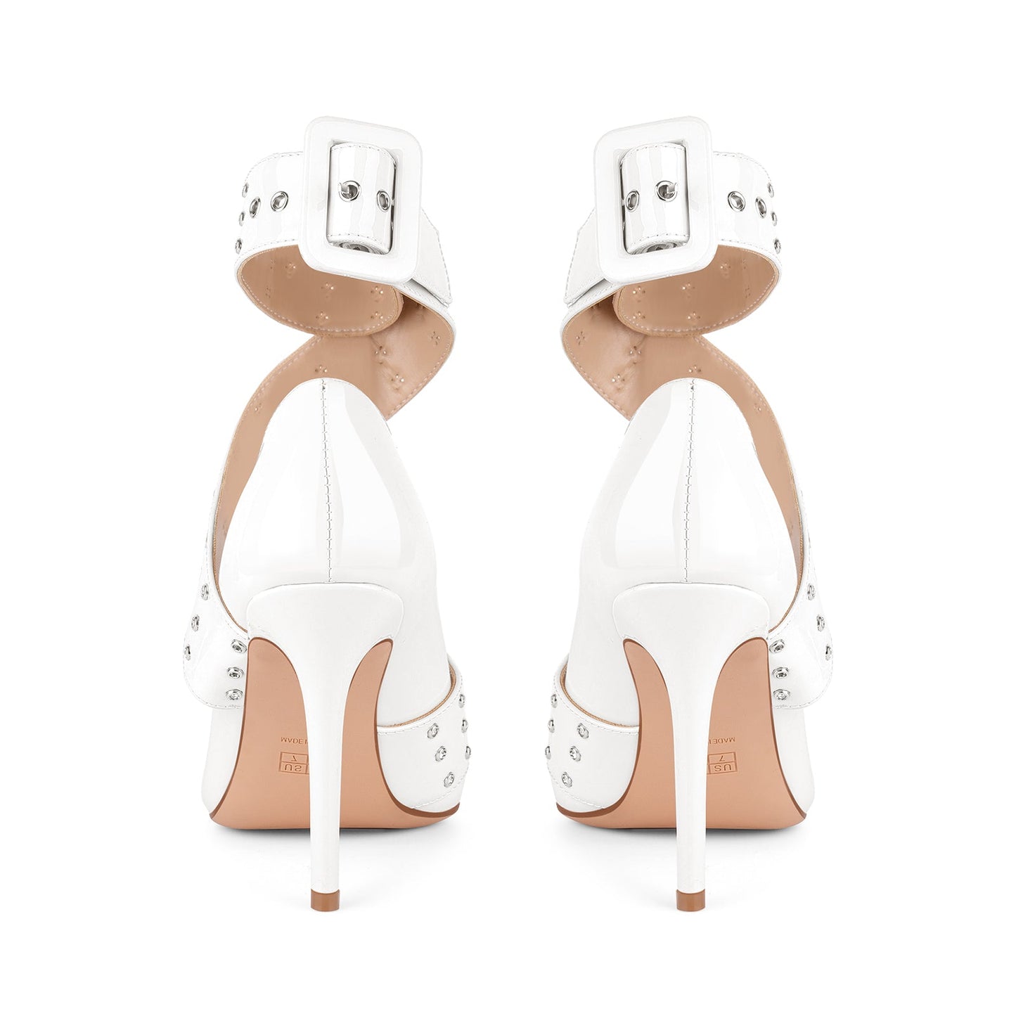 Rhinestone Studded Cross Ankle Strap Pumps - Onlymaker