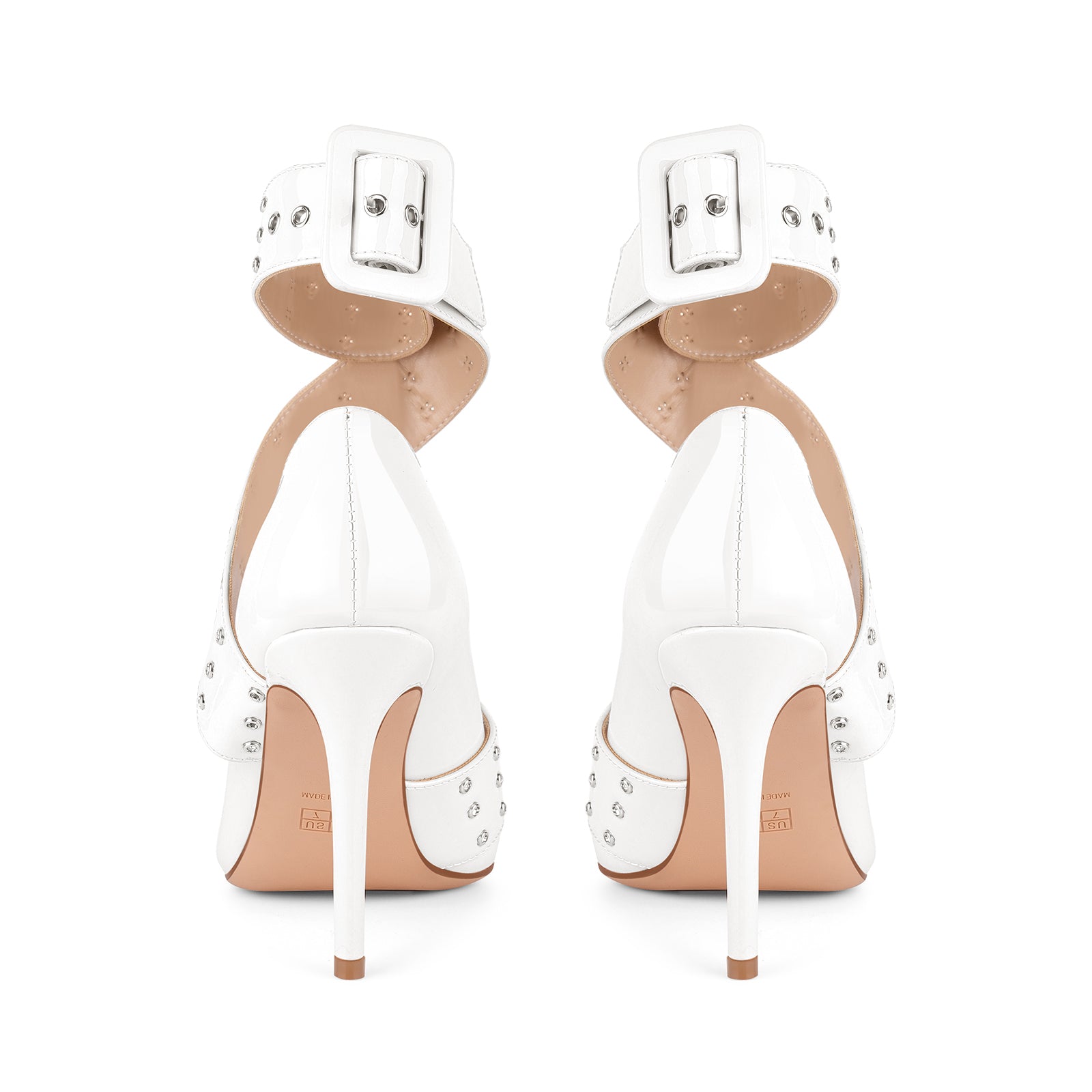 Rhinestone Studded Cross Ankle Strap Pumps - Onlymaker