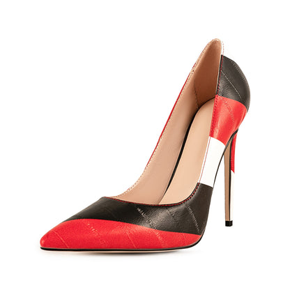 Pointed Toe Mix-Color Slip On Stiletto Pumps - Onlymaker