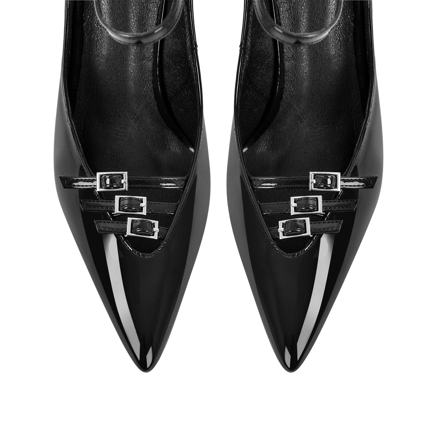 Pointed Toe Multi-Buckle Ankle Strap Stiletto Pumps - Onlymaker