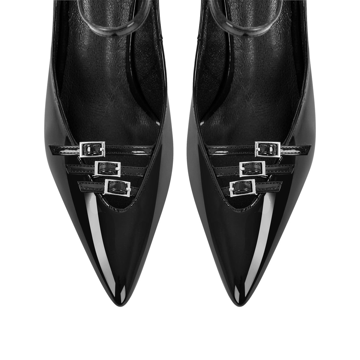 Pointed Toe Multi-Buckle Ankle Strap Stiletto Pumps - Onlymaker