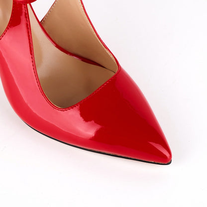 Pointed Toe Ankle Strap Slingback Pumps - Onlymaker