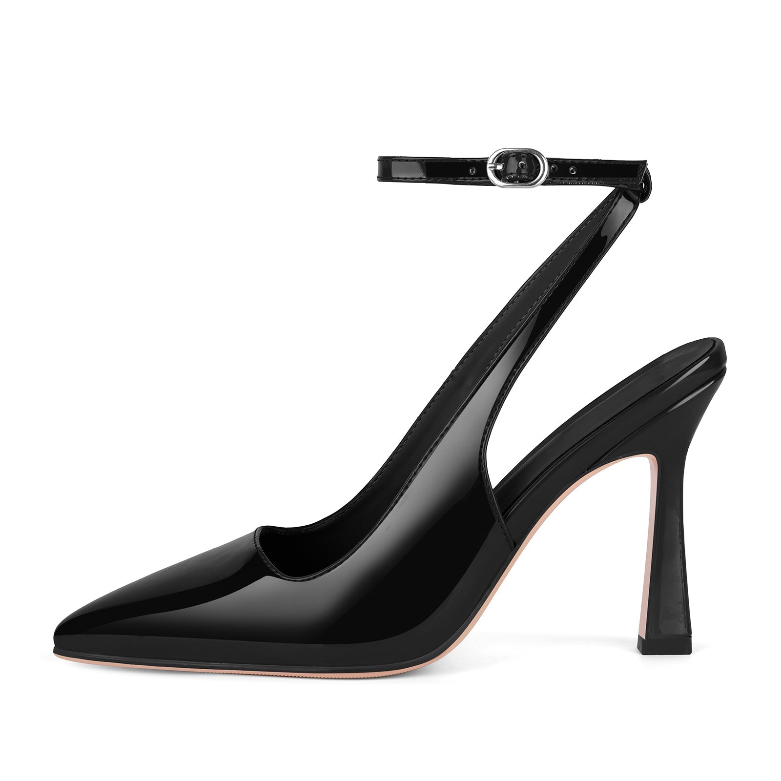 Pointed Toe Ankle Strap Slingback Pumps - Onlymaker