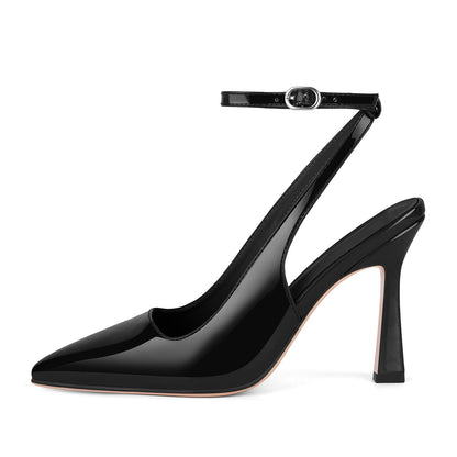 Pointed Toe Ankle Strap Slingback Pumps - Onlymaker