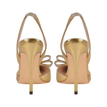 Bow Pointed Toe Slingback Stiletto Pumps - Onlymaker