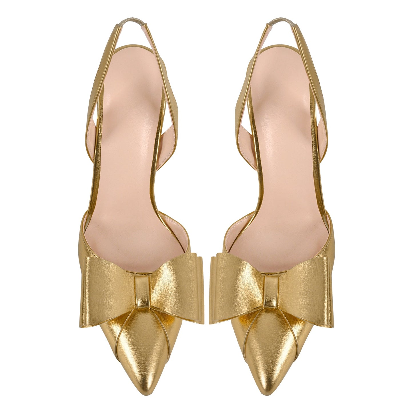 Bow Pointed Toe Slingback Stiletto Pumps - Onlymaker