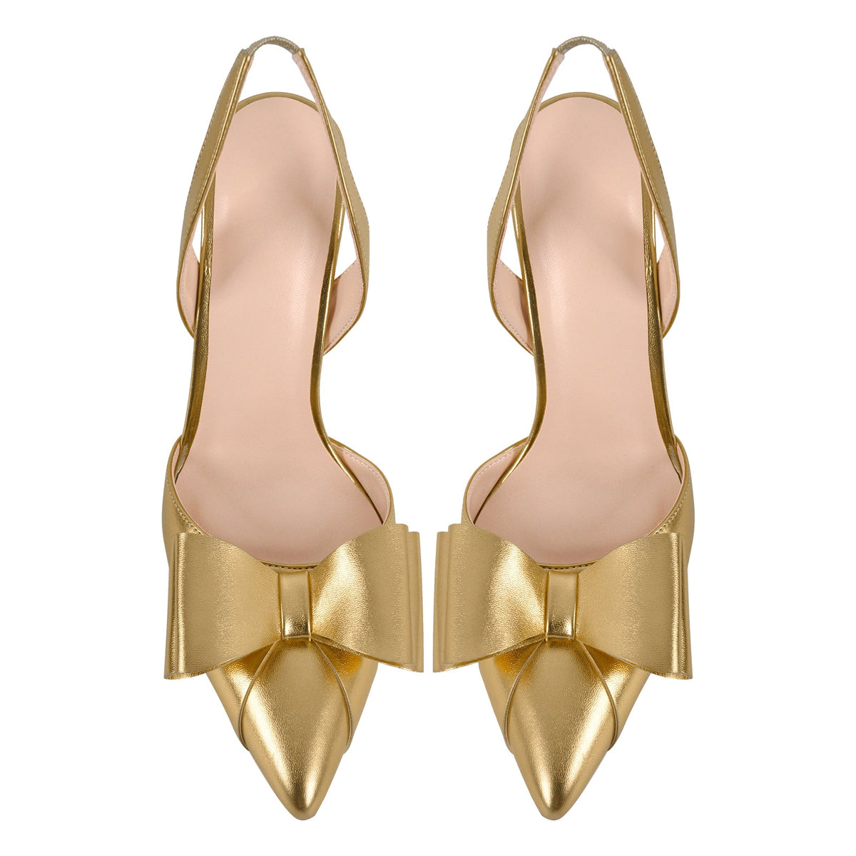 Bow Pointed Toe Slingback Stiletto Pumps - Onlymaker