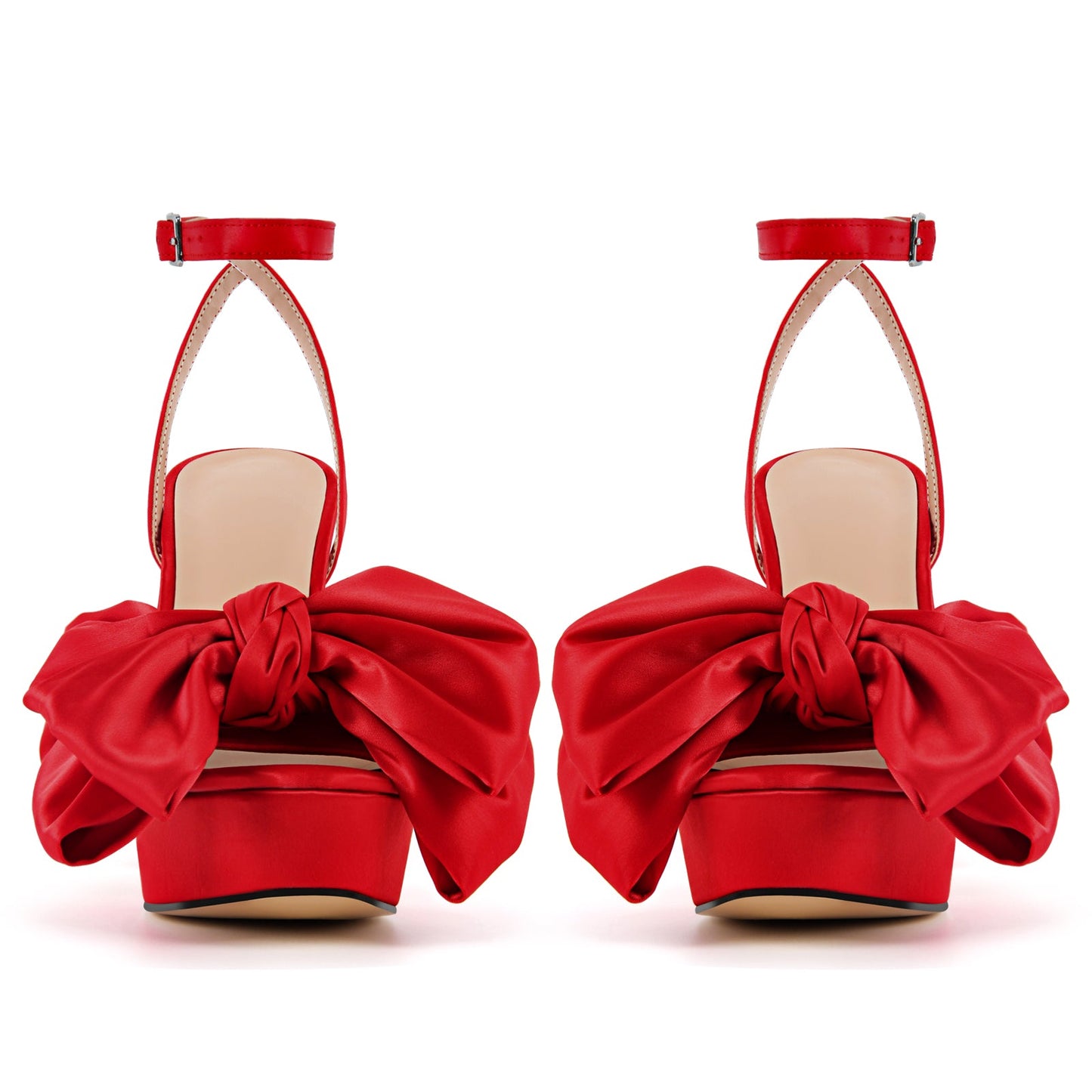 Bow Platform Ankle Strap Chunky Heel Sandals - Onlymaker