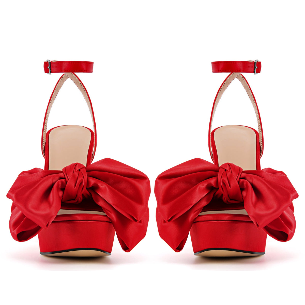Bow Platform Ankle Strap Chunky Heel Sandals - Onlymaker