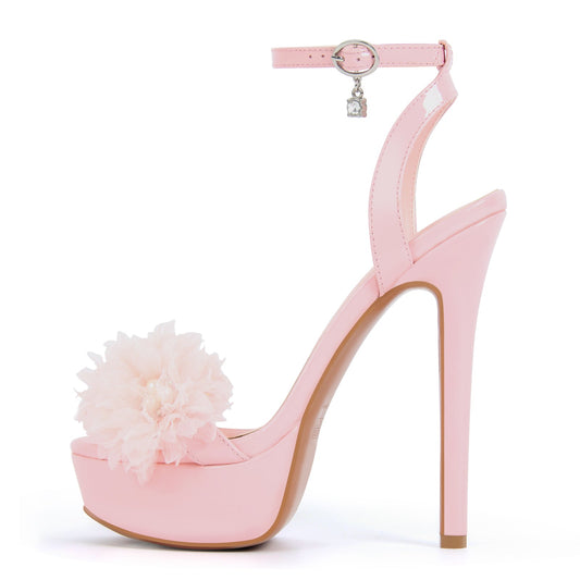 Platform Flower Rhinestone Ankle Strap Sandals - Onlymaker