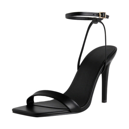 Square Toe Ankle Strap Stiletto Sandals - Onlymaker
