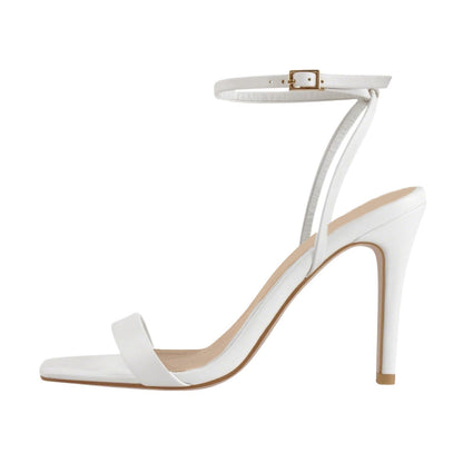 Square Toe Ankle Strap Stiletto Sandals - Onlymaker