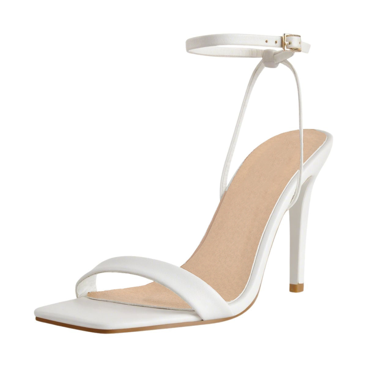 Square Toe Ankle Strap Stiletto Sandals - Onlymaker