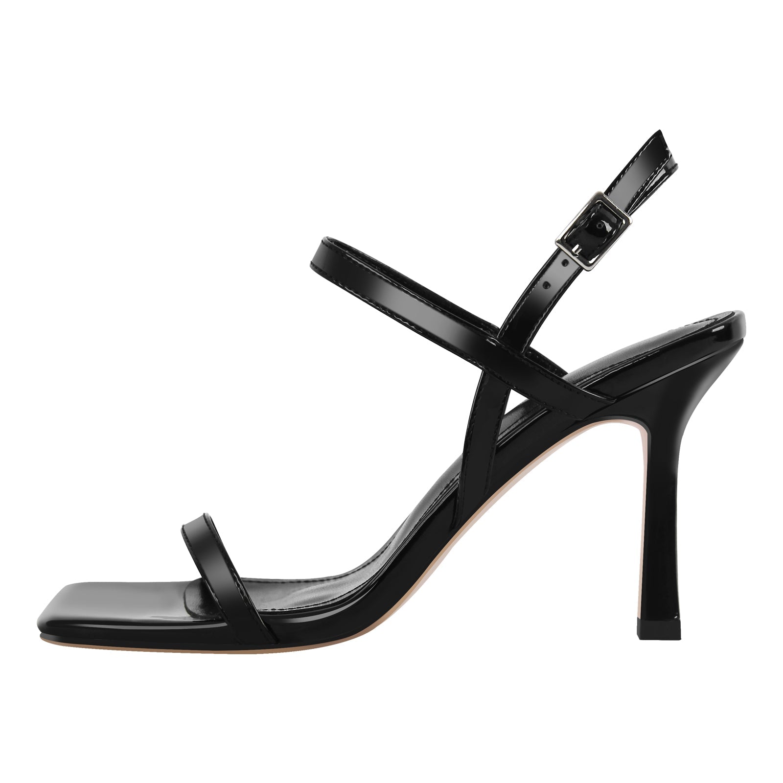 Square Toe Buckle Strap Stiletto Sandals - Onlymaker