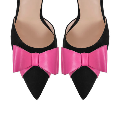 Pointed Toe Stiletto Slingback Bow Pumps - Onlymaker