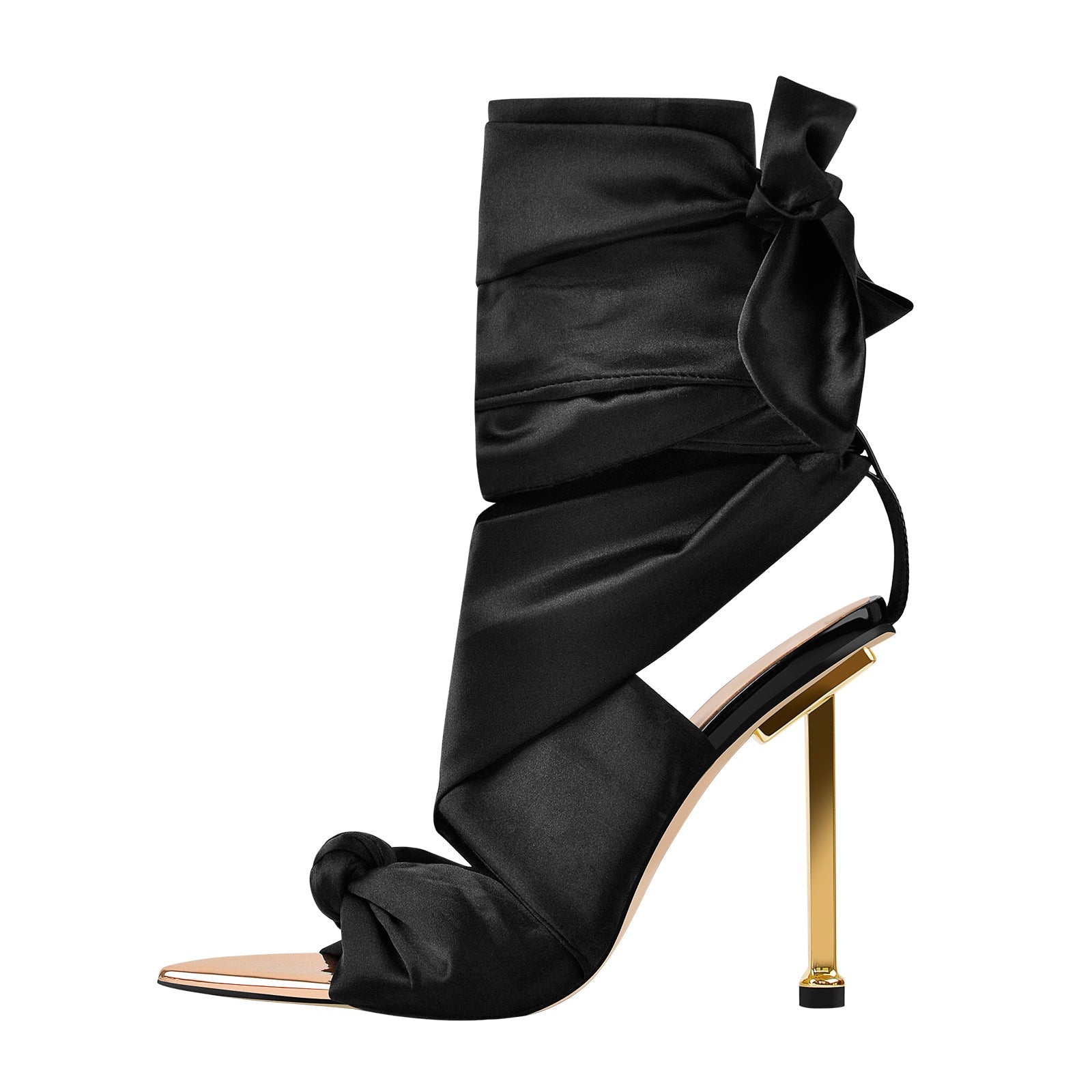 Pointy Open Toe High Heel Lace up Sandals - Onlymaker