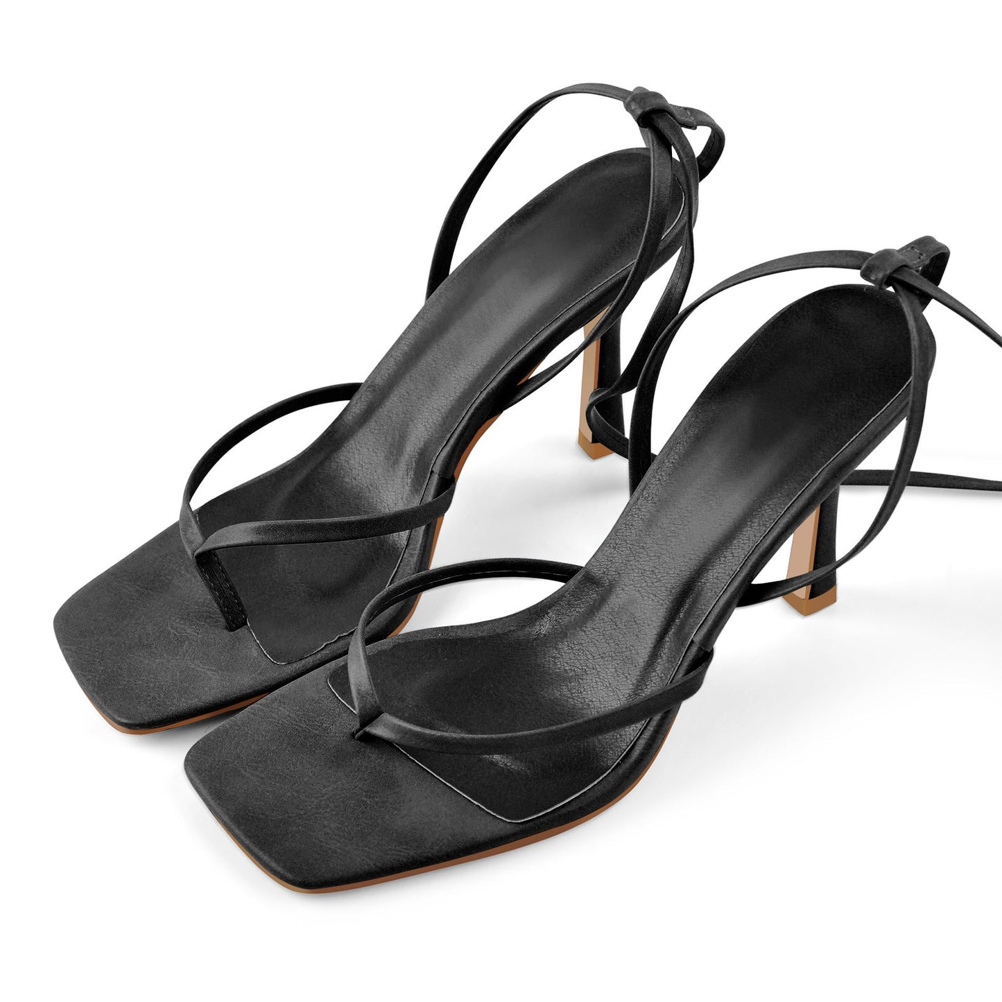Flip Flop Thong Square Toe Lace Up Sandals - Onlymaker