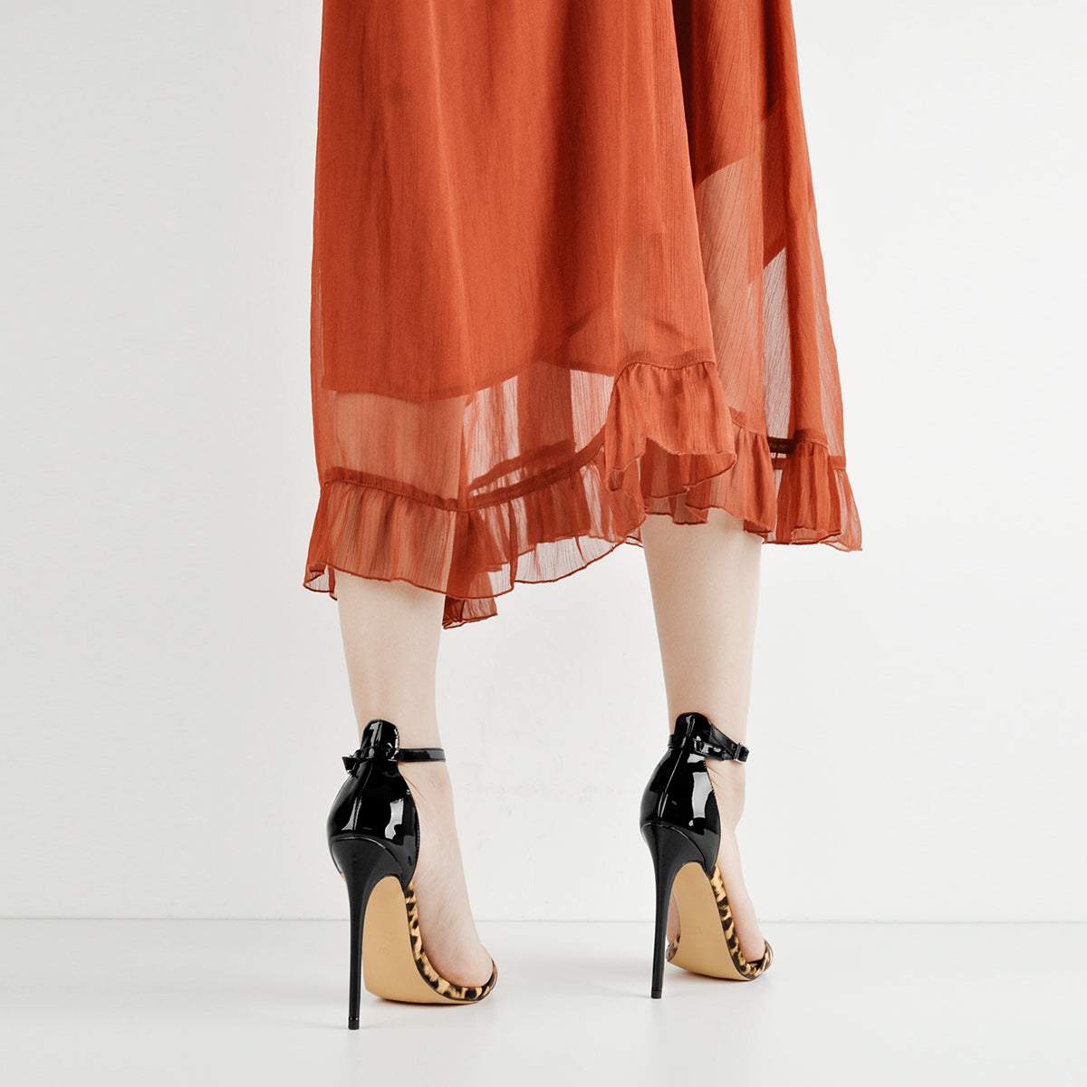 Pointy Open Toe Leopard Ankle Sandals - Onlymaker