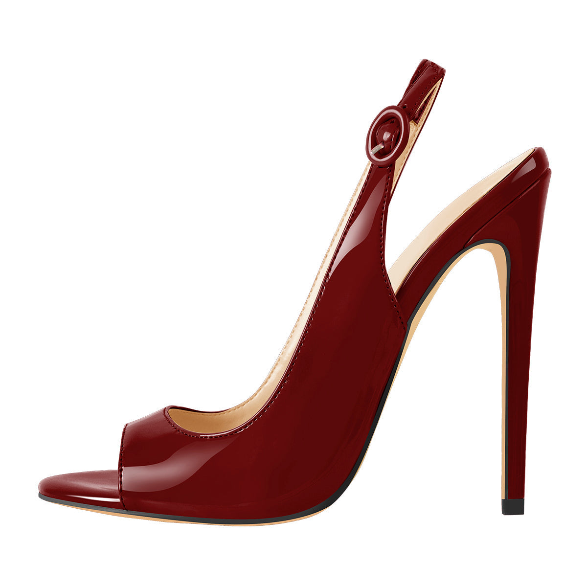 Burgundy Gradient Open Toe High Heels Slingback Sandals - Onlymaker