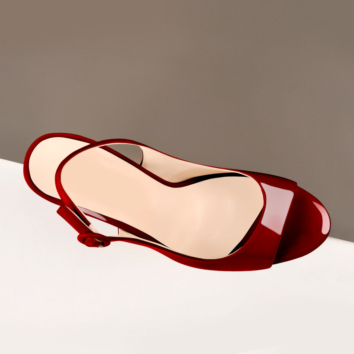 Burgundy Gradient Open Toe High Heels Slingback Sandals - Onlymaker