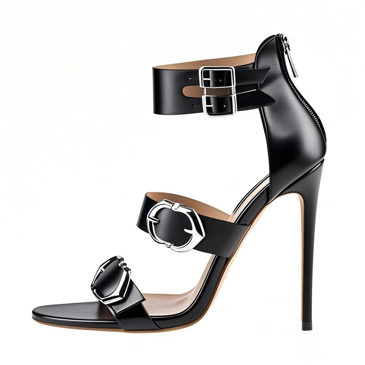 Ankle Strap Buckle Band Stilettos High Heel Sandals - Onlymaker