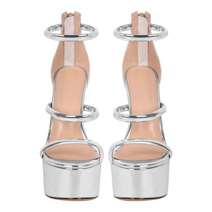 Open Toe Stiletto Ankle Straps Platform Sandals - Onlymaker